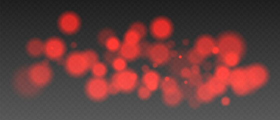 Wall Mural - red glowing bokeh lights with blur and transparency. abstract festive light spots, digital sparkles 