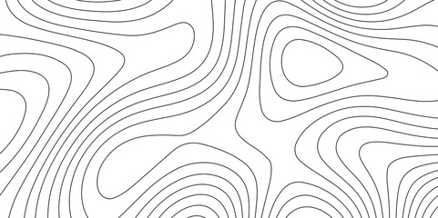Fototapete - Abstract seamless contour line pattern with topographic map. Smooth and black lines minimal, scientific, and geographic terrain mapping  elevation data. Luxury black line art design 