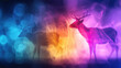 © ธีรเชษฐ์ ชิณวงศ์ - Surreal glowing animals in vibrant colors create dreamlike atmosphere. deer silhouette stands out against colorful background
