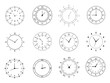 © Little Monster 2070 - Arrow symbol in sketchy wall clock face with shadow and classic circle shape isolated on white background black-and-white office or home decoration object metal cartoon concept