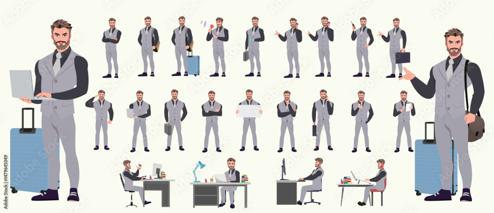 Man Character design. Front, side, back view and explainer animation ...