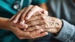 © AiiNa - Caring Nurse Gently Holding Hands of Elderly Patient in Moment of Comfort and Compassion