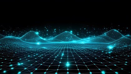 Wall Mural - digital landscape of interconnected points and lines.
