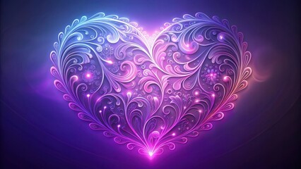 Wall Mural - Pastel-colored neon heart with swirling patterns and intricate details