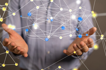 Aufkleber - touching global network and data customer connection