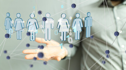 Leinwandbilder - holding 3D rendering group of blue people
