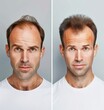 © irina - Transformation of a man from thinning hair to a full, voluminous hairstyle showcasing confidence and change in appearance