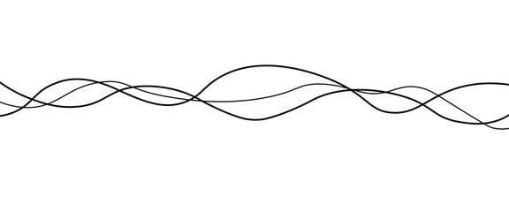 Poster - Vector black abstract wave thin curved lines graphic for design.