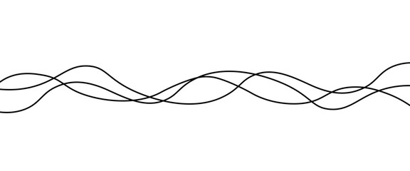Poster - Vector black abstract wave thin curved lines graphic for design.
