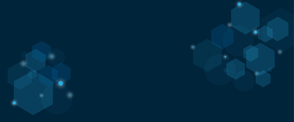 Poster - Vector geometric abstract background with blue hexagons. Structure molecule and communication. Science, technology