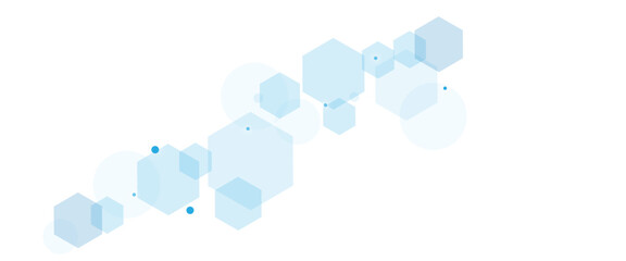 Poster - Geometric abstract background with blue hexagons. Computer network concept. Medical, technology or science design