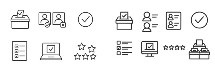 Aufkleber - Set of minimalistic web icons for voting, evaluation, and task management tools