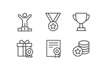Poster - Set of web icons featuring achievement symbols like trophies, medals, and awards for digital designs