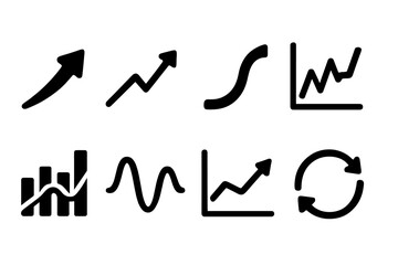 Poster - Collection of web icons representing data analysis and growth trends in a clean, minimalist design