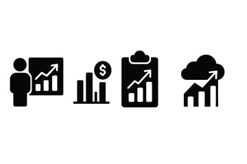 Leinwandbilder - Set of web icons representing business growth and analytics in a simple and clear design style