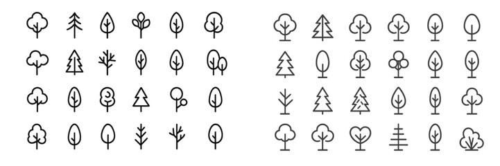 Aufkleber - Collection of minimalist tree icons suitable for web design and graphic projects