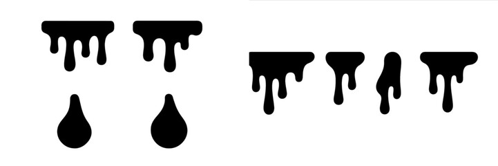 Fototapete - Collection of black dripping liquid web icons suitable for various digital designs and applications