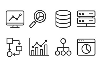 Leinwandbilder - Set of web icons representing data analysis, server management, and information flow systems