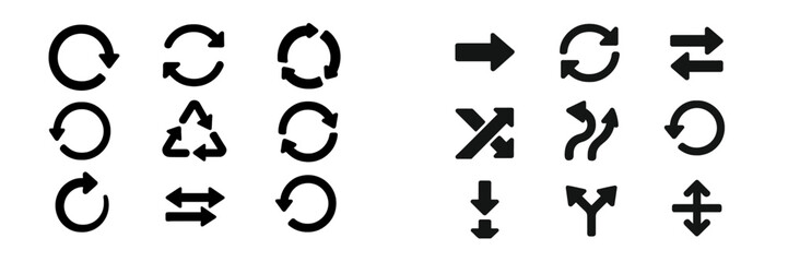 Aufkleber - Collection of web icons featuring various symbols for navigation, recycling, and direction in a minimalist design