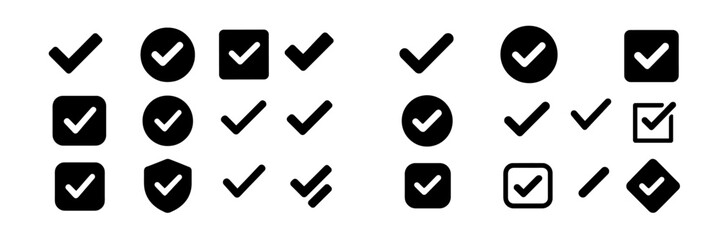 Aufkleber - Collection of web icons featuring various checkmark designs for digital applications and interfaces