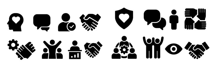 Aufkleber - Collection of web icons representing communication, collaboration, and support in a digital context