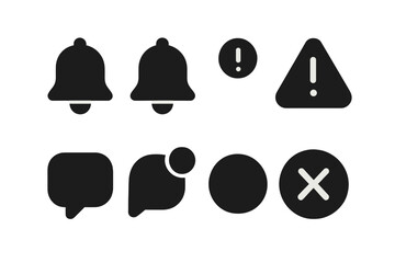 Leinwandbilder - Collection of minimalist web icons designed for notifications and alerts with simple geometric shapes and clear symbols