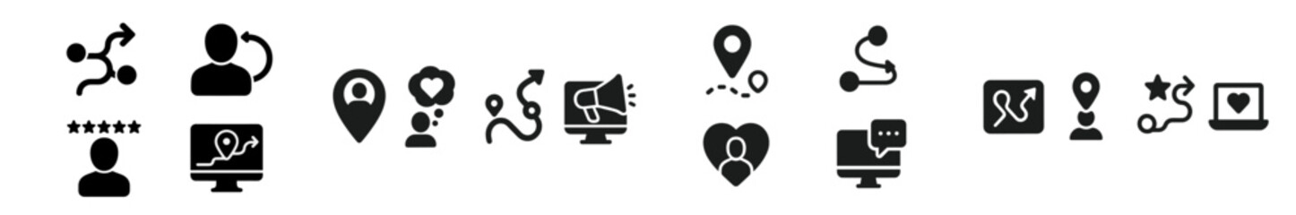 Poster - Collection of simple web icons including technology, social media, and communication symbols for digital design use