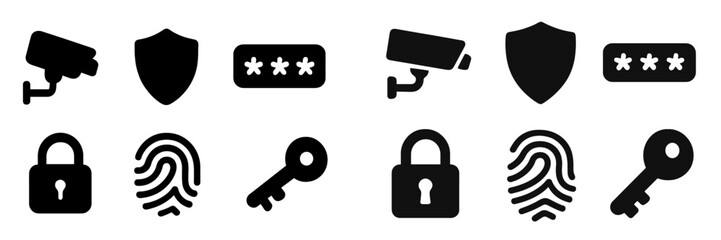 Poster - Collection of essential web icons representing security features and privacy tools for online protection