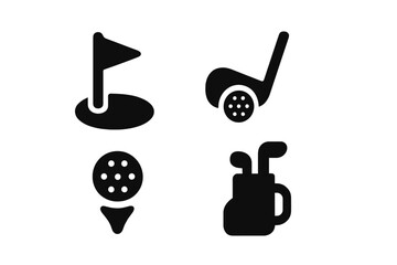 Aufkleber - Collection of minimalistic web icons related to golf equipment and accessories for design projects