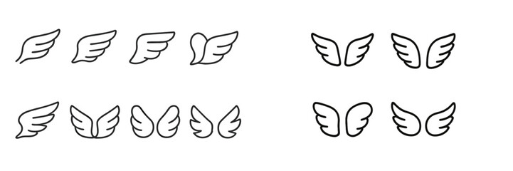 Poster - Collection of stylish web icons featuring various wing designs for creative projects