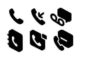 Fototapete - Collection of black web icons depicting various telephone and communication symbols suitable for digital design