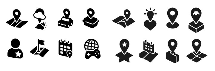 Aufkleber - Set of web icons representing various activities, locations, and user engagements, suitable for digital applications and websites