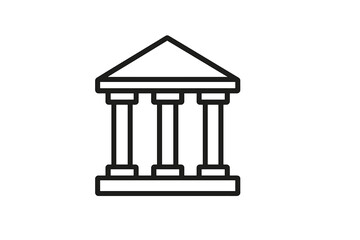 Fototapete - Web icons set featuring a simple outline of a classical building with columns and a triangular roof