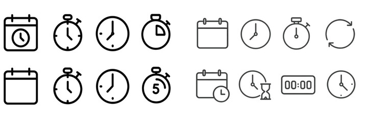 Leinwandbilder - Collection of web icons illustrating various time-related elements and features for design projects