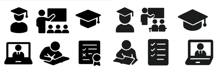 Poster - Various web icons depicting educational themes including graduation, teaching, and online learning activities