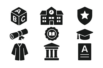 Poster - Collection of educational web icons representing various academic themes for digital design