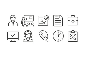 Poster - Set of web icons representing various business and communication functions for digital applications