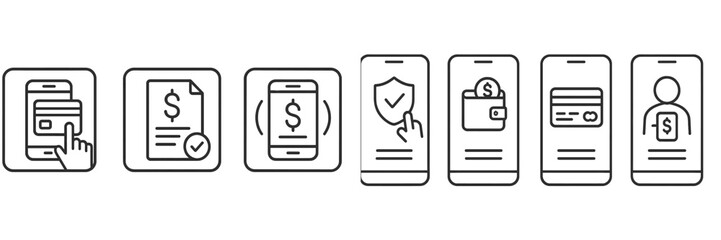Leinwandbilder - Set of web icons representing online payment processes and transactions across different devices