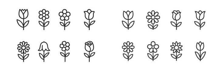 Poster - Web icons featuring various flower designs suitable for digital projects and user interfaces