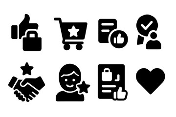 Aufkleber - Set of black web icons showcasing various features for digital interactions and online services