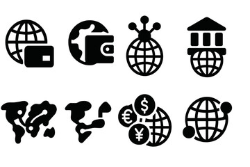 Leinwandbilder - Set of minimalist web icons representing various online activities and services for digital platforms