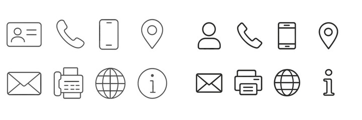 Aufkleber - Set of minimalist web icons for communication, location, and user interaction in a digital workspace