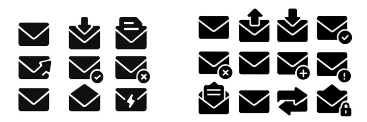 Poster - Collection of web icons representing various email functionalities for user interface design