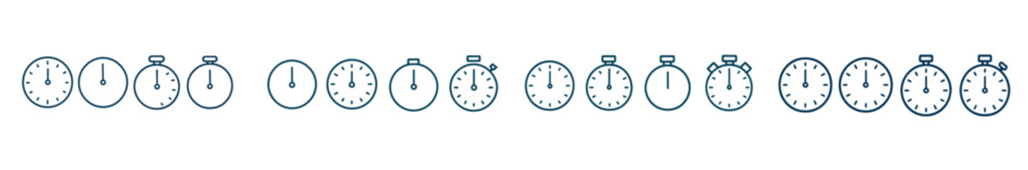 Fototapete - Collection of minimalist web icons representing various types of timers and stopwatches for digital applications and interfaces