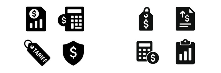 Poster - Collection of web icons representing financial themes and services for digital applications
