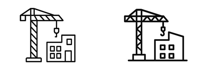 Leinwandbilder - Set of web icons featuring construction cranes and buildings suitable for design and development projects