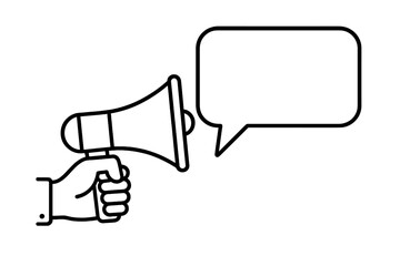 Aufkleber - Set of web icons representing communication tools with a megaphone and speech bubble for digital applications