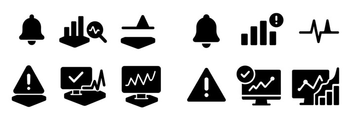 Fototapete - Collection of web icons representing alerts, analytics, and monitoring tools for digital applications and services