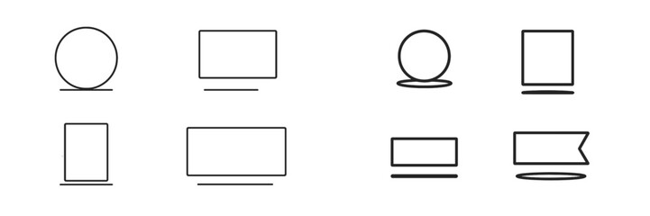 Fototapete - Collection of minimalist web icons featuring various geometric shapes and banners for digital design projects