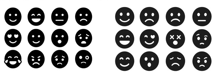 Poster - Set of web icons showcasing various emojis representing different emotions and expressions for digital communication
